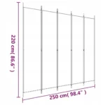 vidaXL Parawan 5-panelowy, antracytowy, 250x220 cm, tkanina 8