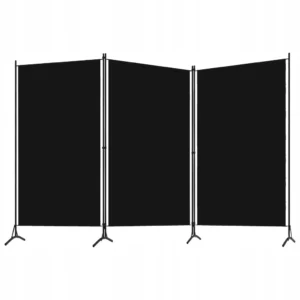 VidaXL Parawan 3-panelowy, czarny, 260 x 180 cm