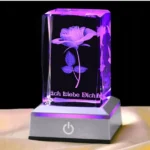 3D Kryształowa Różana Lampka Nocna Wielokolorowa "Kocham Cię''