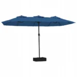 VidaXL Podwójny parasol ogrodowy z LED, niebieski, 449x265 cm