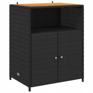 vidaXL Szafka ogrodowa z półką Czarna 70 x 50 x 87 cm Poliester, Polirattan