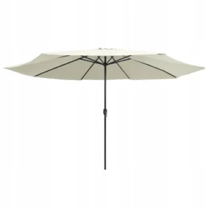 VidaXL Parasol ogrodowy na stalowym słupku, 400 cm, piaskowy biały 2