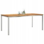 vidaXL Stół tarasowy, jadalny 180x90x75 cm Drewno Teakowe i Stal Nierdzewna 2