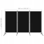 VidaXL Parawan 3-panelowy, czarny, 260 x 180 cm 5