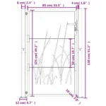 vidaXL Furtka ogrodowa, antracytowa, 100x125 cm, stal, motyw trawy 9
