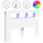 VidaXL Wezgłowie łóżka z LED, białe, 140x18,5x103,5 cm 3