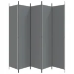 vidaXL Parawan 5-panelowy, antracytowy, 250x220 cm, tkanina 5