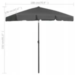 Parasol klasyczny VidaXL szary 180 x 232 cm 8