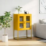 VidaXL Komoda wysoka Musztardowo-żółta 68x39x107 cm Stal 3