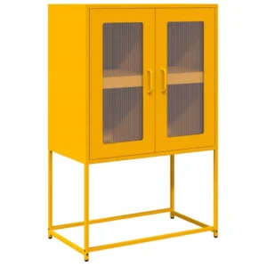 VidaXL Komoda wysoka Musztardowo-żółta 68x39x107 cm Stal 2
