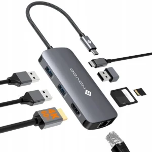 NOVOO R8 PRO HUB USB-C ADAPTER RODZIELACZ 8W1 HDMI ETHERNET SD MICRO SD 4K