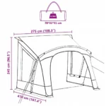 vidaXL Namiot karawana, kempingowy 5-osobowy 410 x 275 x 245 cm Zielony 12
