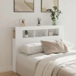 VidaXL Wezgłowie łóżka z LED, białe, 140x18,5x103,5 cm 4