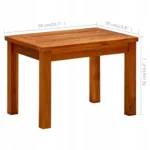 vidaXL Ogrodowy stolik kawowy, 50x35x36 cm, lite drewno akacjowe 6