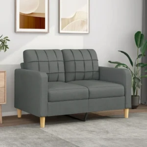 VidaXL Kanapa, Sofa 2-osobowa, ciemnoszara, 120 cm, tapicerowana tkaniną 2