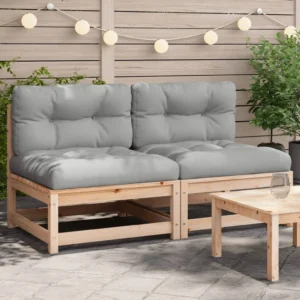 vidaXL Sofa ogrodowa bez podłokietników, kanapa z poduszkami, 2 el., sosna 2