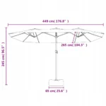 VidaXL Podwójny parasol ogrodowy z LED, niebieski, 449x265 cm 9