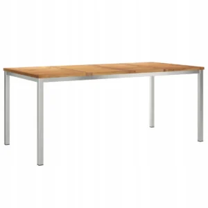 vidaXL Stół tarasowy, jadalny 180x90x75 cm Drewno Teakowe i Stal Nierdzewna