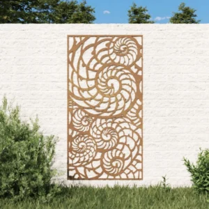 VidaXL Ogrodowa dekoracja ścienna, 105x55 cm, stal kortenowska, muszle 2