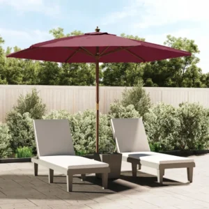 vidaXL Parasol ogrodowy na drewnianym słupku, bordowy, 299x240 cm 2