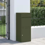 VidaXL SKRZYNKA NA PRZESYŁKI Z DRZWIAMI OLIWKOWY 41X38X103CM STAL 4