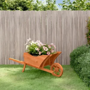 VidaXL Donica w kształcie taczki, 128x45,5x43 cm, lite drewno jodłowe 2