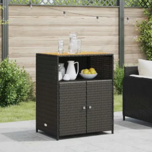 vidaXL Szafka ogrodowa z półką Czarna 70 x 50 x 87 cm Poliester, Polirattan 2