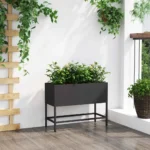 VidaXL Podwyższona Donica Ogrodowa Czarna 60 x 26 x 45 cm Stal 4