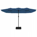VidaXL Podwójny parasol ogrodowy z LED, niebieski, 449x265 cm 5