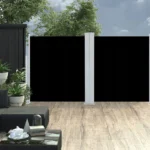 VidaXL Podwójna zwijana markiza boczna pawilon tarasowy 140 x 600 cm czarna 2