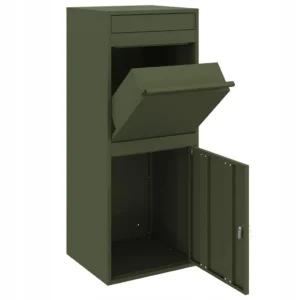 VidaXL SKRZYNKA NA PRZESYŁKI Z DRZWIAMI OLIWKOWY 41X38X103CM STAL
