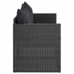 vidaXL 3-osobowa sofa ogrodowa z poduszkami, czarna, polirattan 4