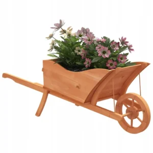 VidaXL Donica w kształcie taczki, 128x45,5x43 cm, lite drewno jodłowe
