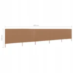 vidaXL Parawan 5-skrzydłowy z tkaniny, 600x160 cm, kolor taupe 7