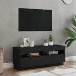 vidaXL Szafka pod TV z oświetleniem LED, czarna, 100x35x40 cm 11