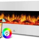 Kominek ścienny KESSER biały z funkcją grzewczą 1800 W 117x48x18 cm OPIS!!!