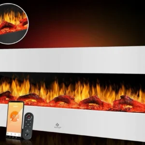 Kominek ścienny KESSER biały z funkcją grzewczą 1800 W 117x48x18 cm OPIS!!! 2