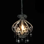 Lampa sufitowa z koralikami, biała, okrągła, E14 3