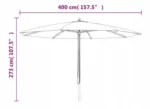 VidaXL Parasol ogrodowy na drewnianym słupku, piaskowy, 400x273 cm 3