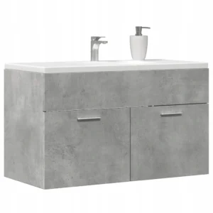 Vidaxl Szafka pod umywalkę, szarość betonu, 90x38,5x46 cm 2