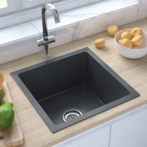 Zlewozmywak jednokomorowy VidaXL Kitchen stal czarny 2
