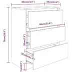 Komoda VidaXL 60 x 35 x 76cm biała, matowa, 3 szuflady 6