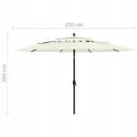 Parasol klasyczny VidaXL biały 350 x 260 cm 8