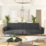 VidaXL 2-osobowa kanapa z 2 poduszkami, ciemnoszara, aksamitna 220 x 84,5cm 3