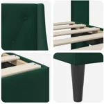 VidaXL Łóżko podwójne z zagłówkiem, 200x200 ciemna zieleń, aksamit 5