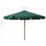 VidaXL Parasol ogrodowy na drewnianym słupku, 330 cm, zielony 4