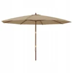 VidaXL Parasol ogrodowy na drewnianym słupku, beżowy, 400x273 cm