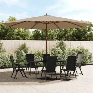 VidaXL Parasol ogrodowy na drewnianym słupku, beżowy, 400x273 cm 2