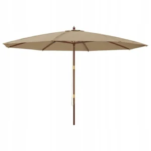 VidaXL Parasol ogrodowy na drewnianym słupku, beżowy, 400x273 cm