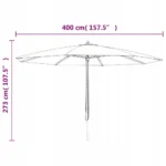 VidaXL Parasol ogrodowy na drewnianym słupku, beżowy, 400x273 cm 6